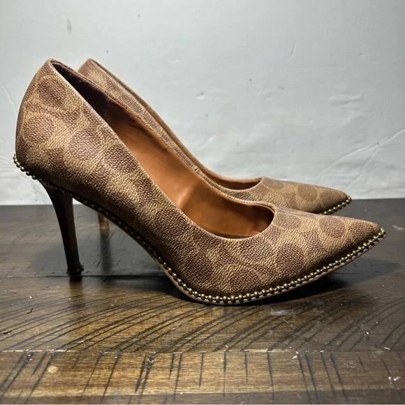 Coach 85 mm Waverly Pump with Beadchain in signature coated canvas - Picture 1 of 6